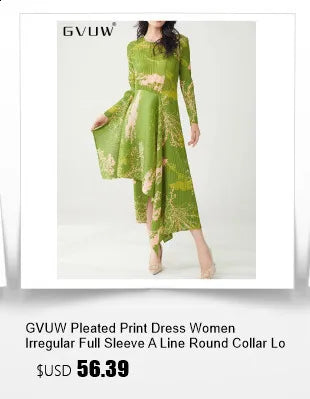 GVUW, vestido plisado para mujer, manga acampanada completa, línea A, volantes empalmados, cuello redondo, fiesta de noche, ropa elegante para mujer 17G4475