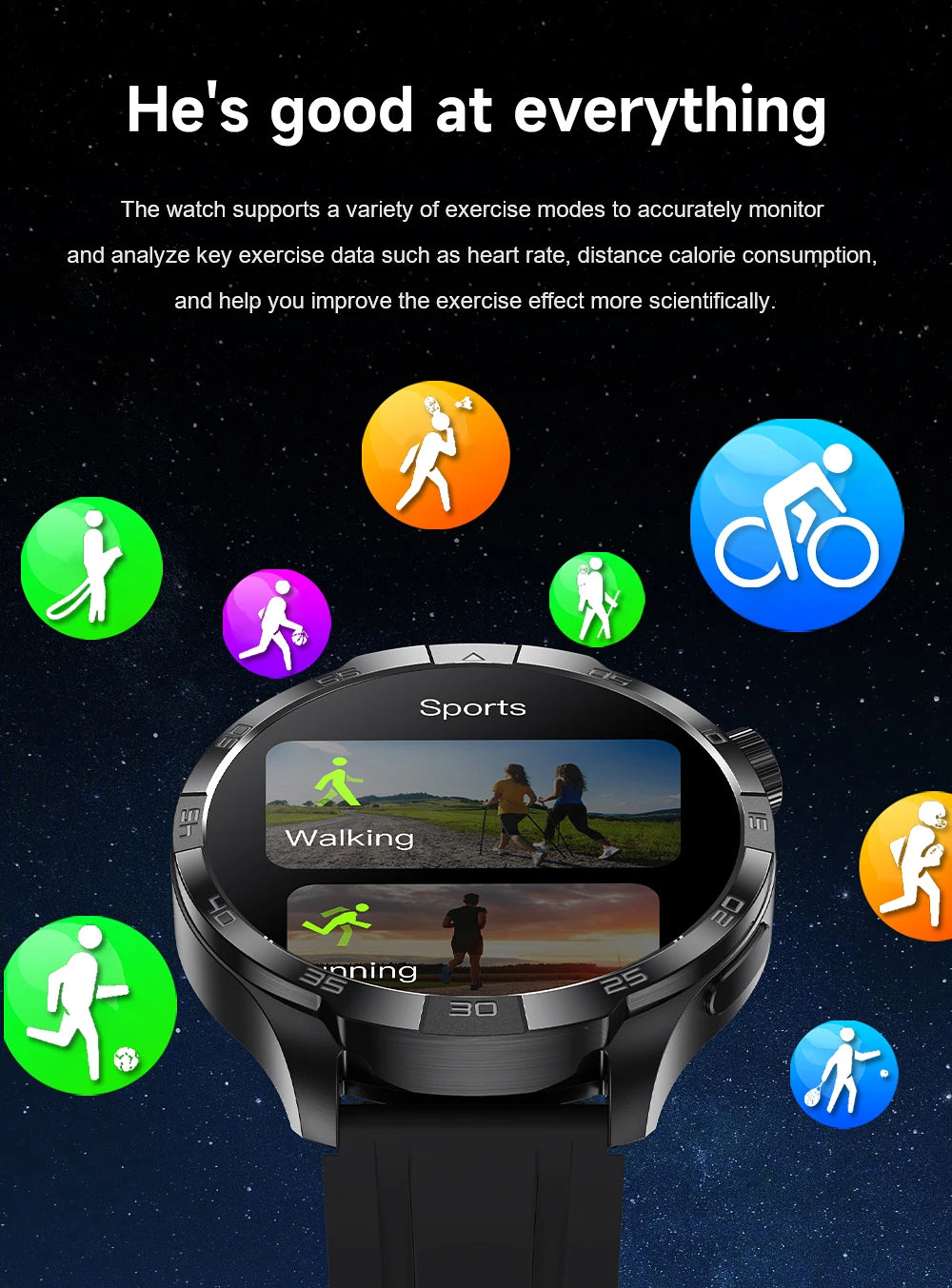 Smartwatch Deportivo con GPS y Brújula – AMOLED 1.85", NFC, IP68, Bluetooth 5.3, 14 Días de Batería