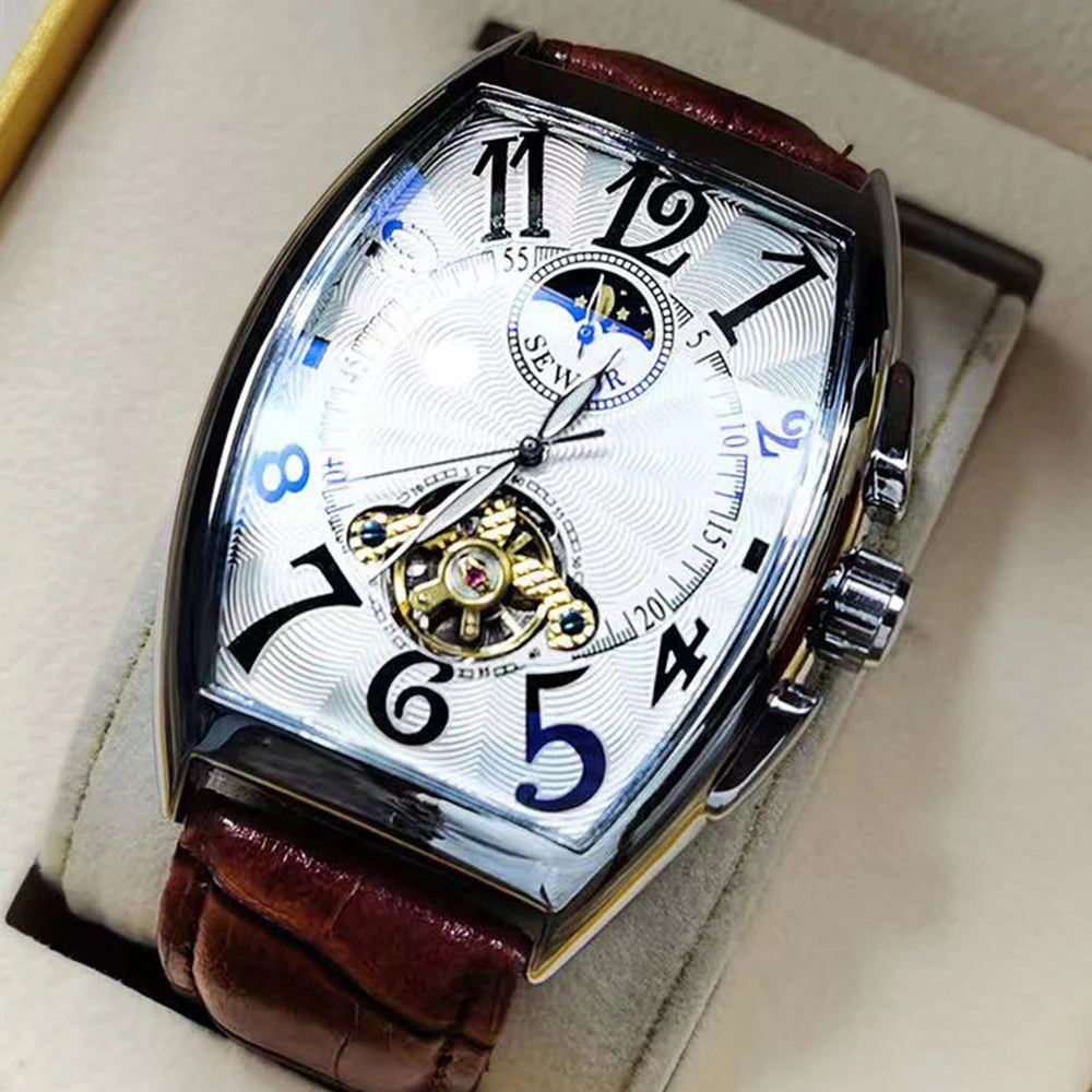 Relojes mecánicos automáticos para hombre, reloj de pulsera con esqueleto de Tourbillon, luminoso, de lujo