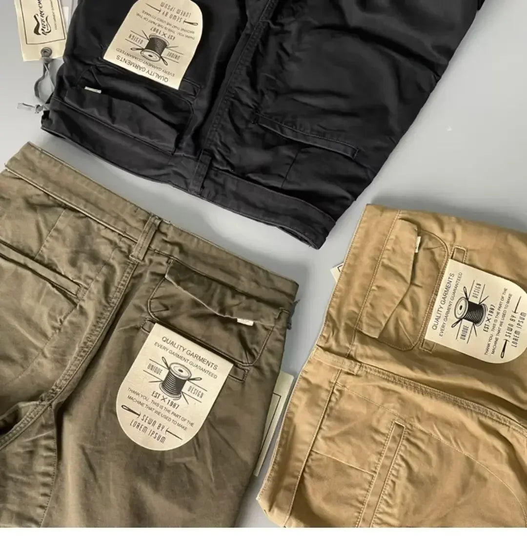 Pantalones Cargo resistentes de algodón puro de estilo americano para hombres, calzado informal de pierna recta holgada antisuciedad y antidesgaste
