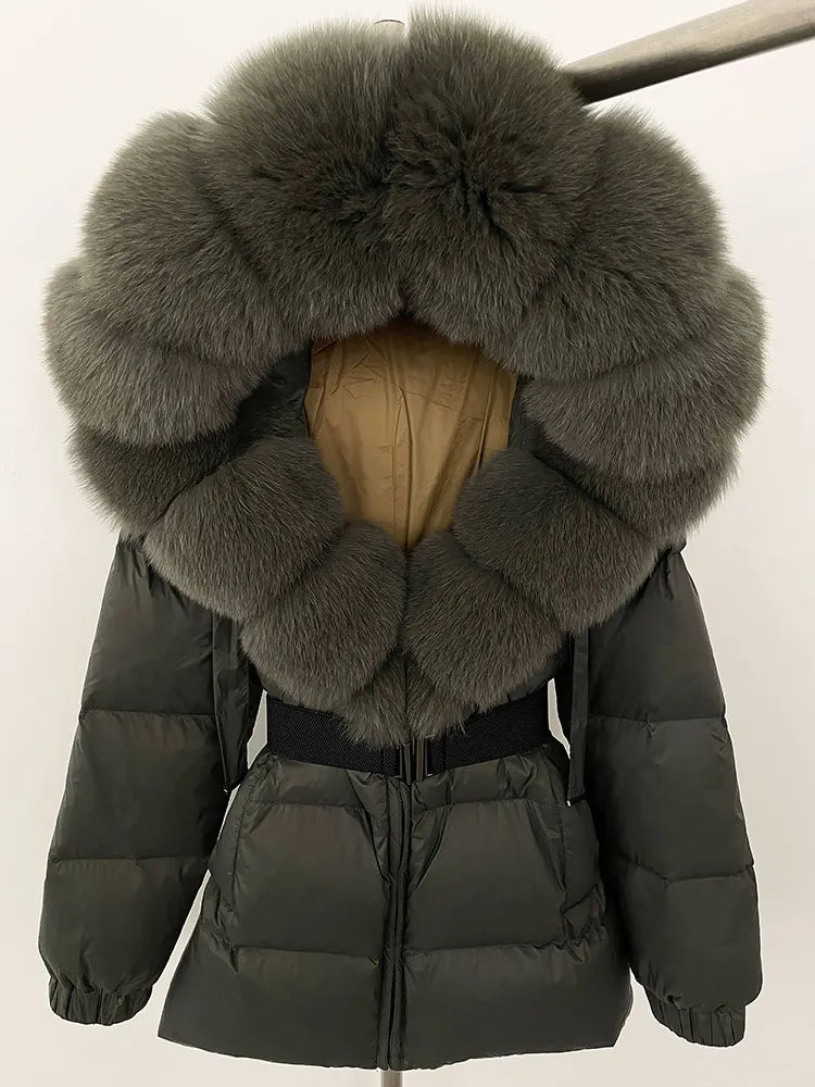 OFTBUY 2025 new women's winter clothing, white duck down coat, natural fox fur hooded jacket, fashionable warm padded jacket for women