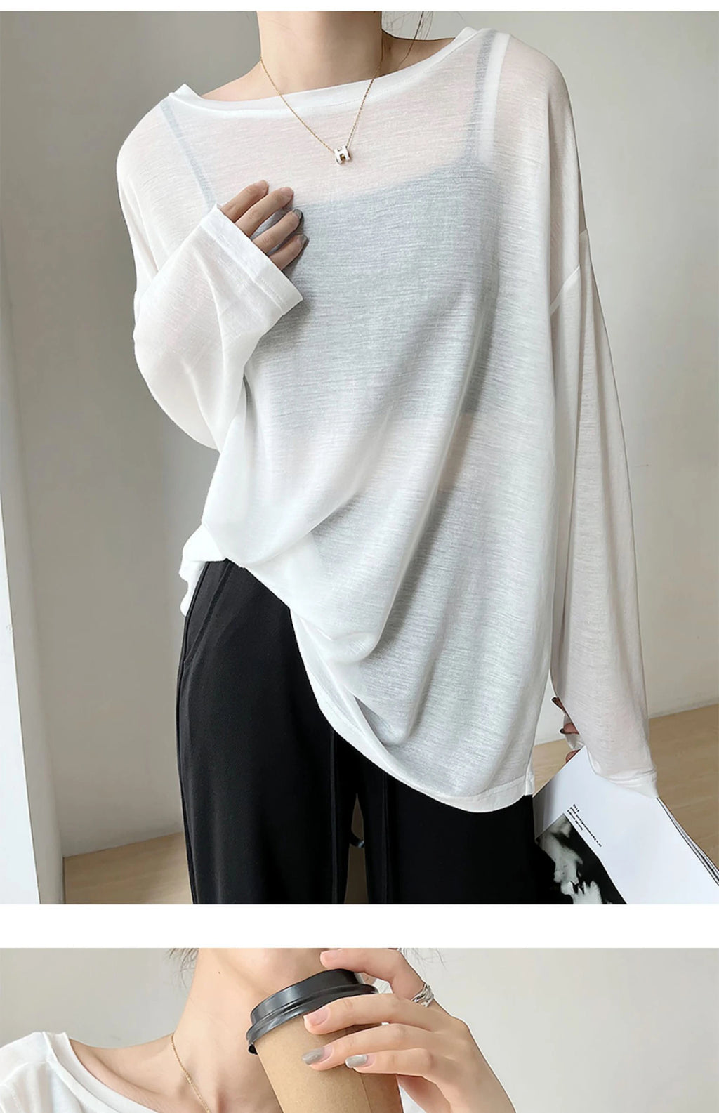 Verano elegante moda Harajuku Slim Fit ropa femenina suelta Casual todo fósforo camisetas sólido cuello redondo estilo fino camisetas de manga larga