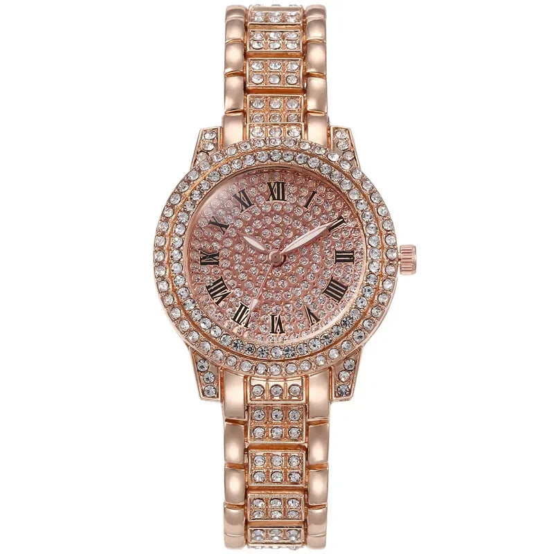 Reloj de Moda para Hombre y Mujer con Brillantes, Reloj de Cuarzo con Números Estilo Hip Hop, Reloj de Pulsera Elegante con Diamantes Completos, Regalo para Amigos y Parejas