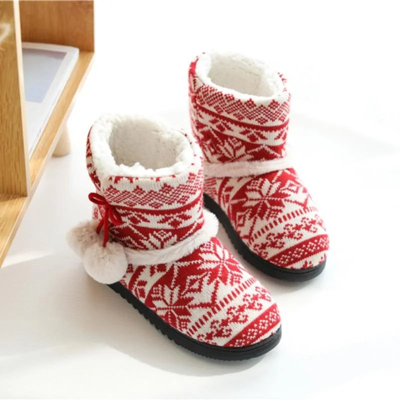 Zapatillas de Invierno para mujer, botines cálidos de felpa para interiores y exteriores, botas bonitas para el hogar