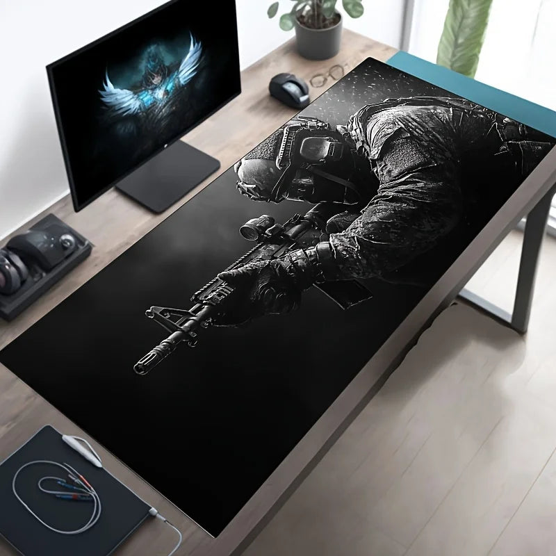 Mousepad XXL Gamer Antideslizante – Bordes Cosidos, Diseño Militar, Varios Tamaños