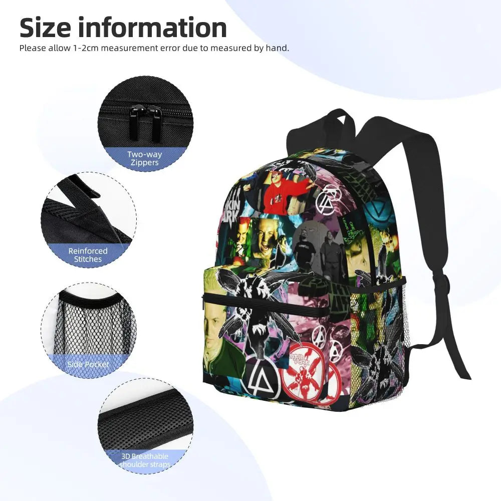 L-Linkin-S P-Park-S Band Mochila para estudiantes Mochila escolar Mochila de viaje para senderismo para niños y niñas Mochila de moda Bolsos de hombro
