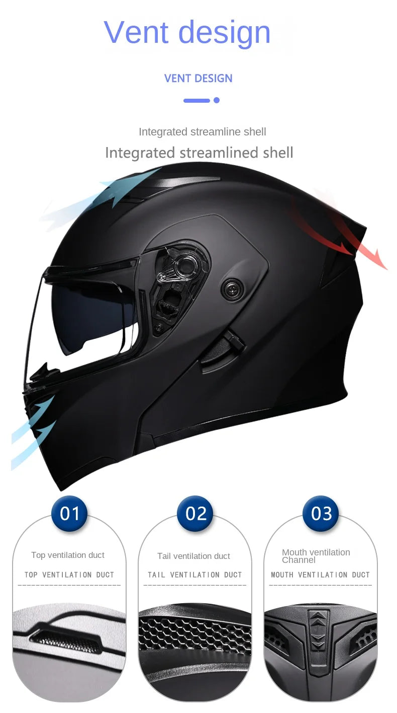 ORZ nueva calidad DOT doble lente Flip casco Abs cara completa motocicleta todoterreno casco de carreras de motos ala trasera personalizada
