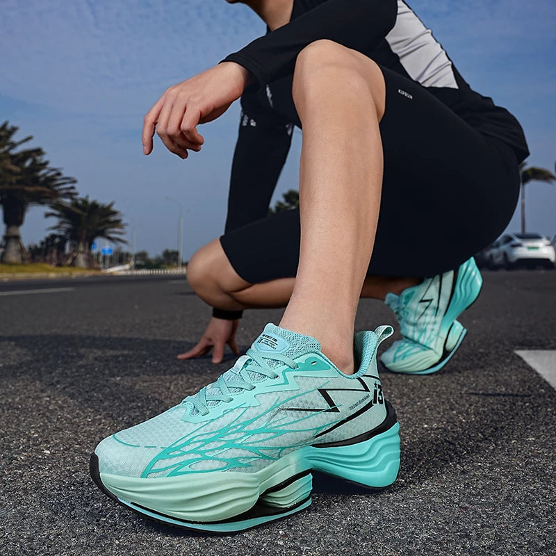 Zapatos deportivos para hombre, zapatillas de deporte para mujer, zapatillas para correr con placa de carbono para maratón, zapatos de entrenamiento de atletismo ligeros que absorben los golpes