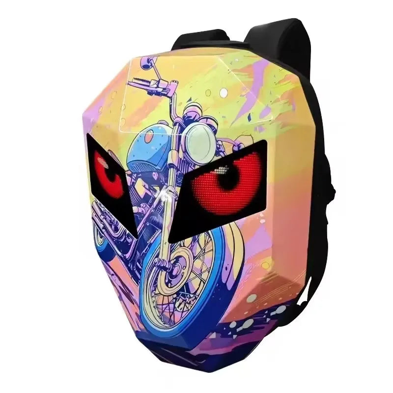 Mochila Para motocicleta Para hombre y mujer, aplicación de ojos Led, Control por Bluetooth, Editor DIY, portátil de 14 pulgadas, Mochilas Para Motocicletas, mochila F1