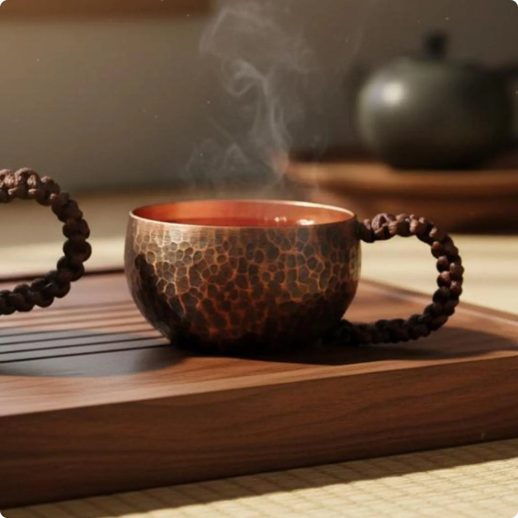 Recipiente para Bebidas de Cobre Martillado, Diseño Chino, Tazón para Bebidas, Taza de Cobre Vintage, Vajilla para Oficina