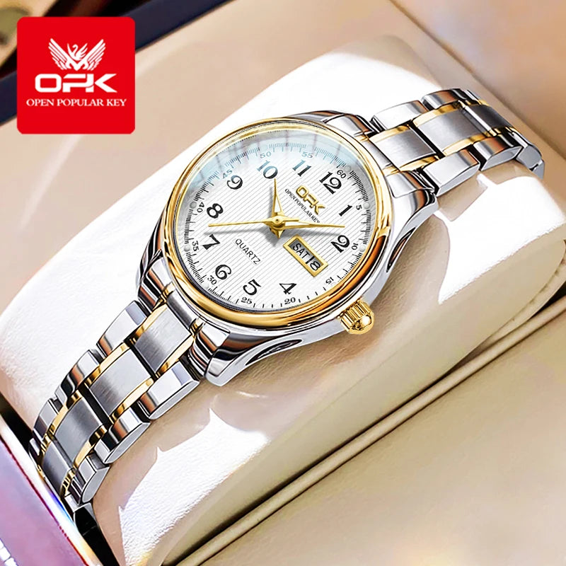 Reloj OPK 8110 para Mujer, Reloj de cuarzo resistente al agua, Reloj clásico de marca de lujo para Mujer, relojes con correa de acero inoxidable, Reloj para Mujer
