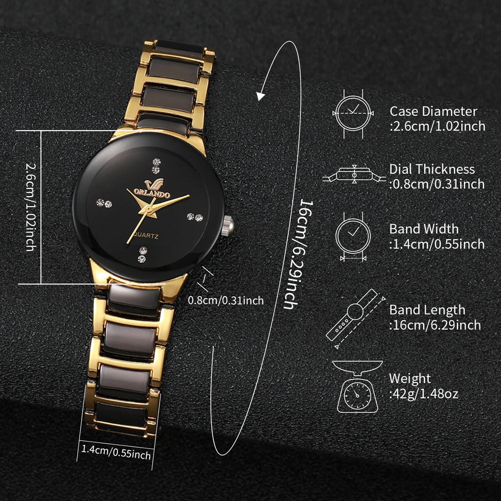 Relojes de cuarzo analógicos con banda de acero inoxidable para mujer con diamantes de imitación a la moda