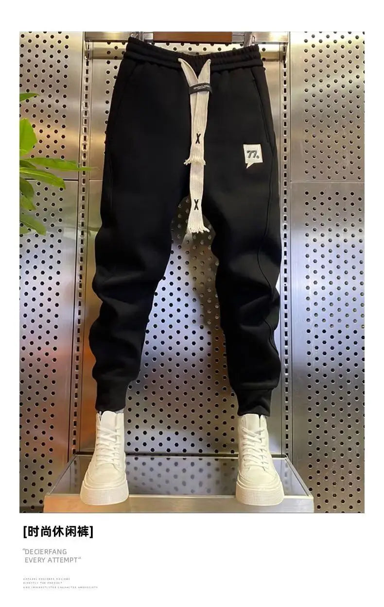 Pantalones bombachos de forro polar grueso para hombre, ropa deportiva informal, ropa de calle, otoño e invierno, novedad de 2024