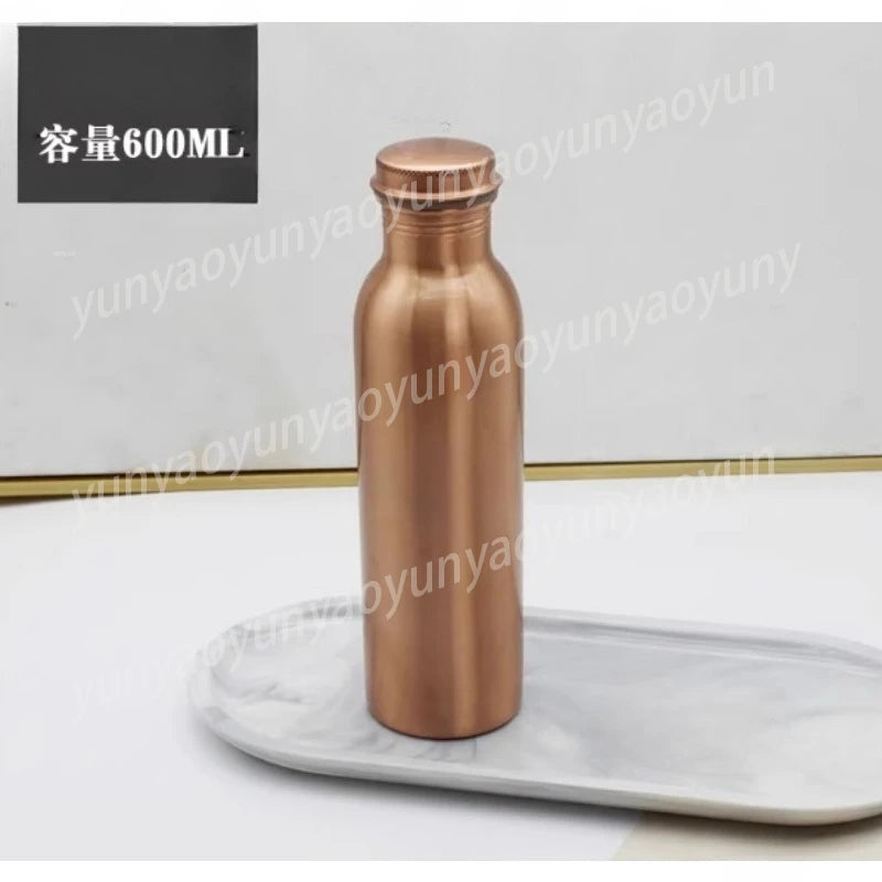 Botella de Agua Hecha a Mano de Cobre Puro, Recipiente para Yoga y Deportes al Aire Libre, Cantimplora Metálica Tradicional