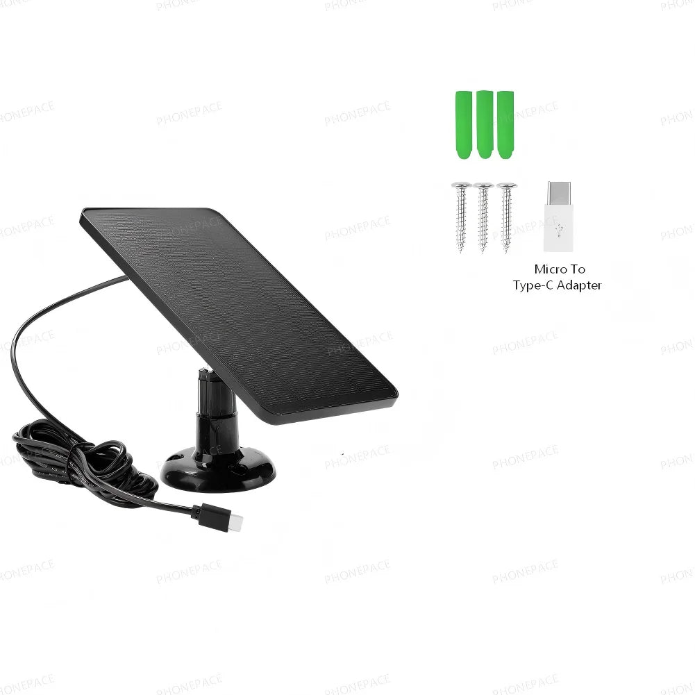 Panel Solar Cargador USB-C 4W – IP65, 5V/600mA, para Cámaras de Seguridad y Luces LED