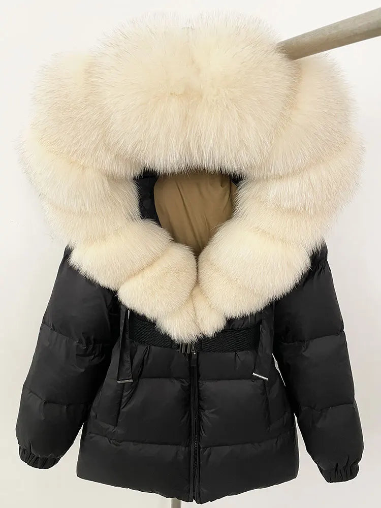 OFTBUY 2025 new women's winter clothing, white duck down coat, natural fox fur hooded jacket, fashionable warm padded jacket for women