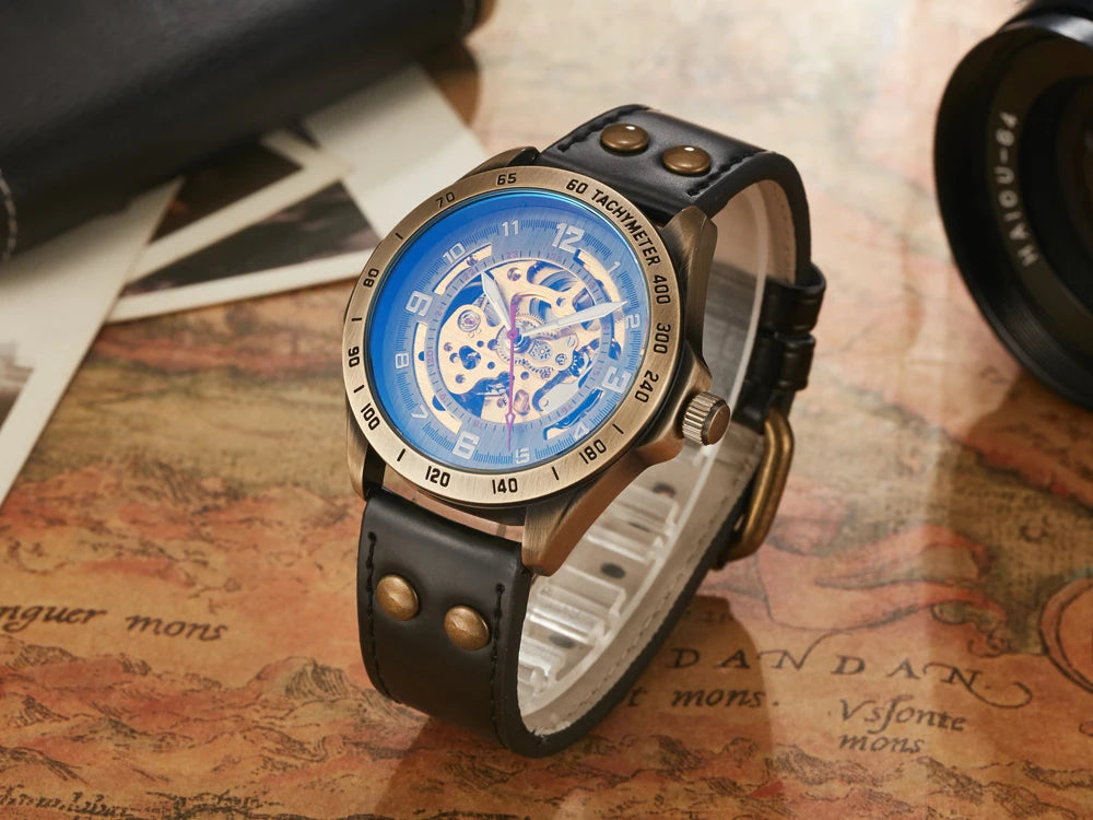 Relojes mecánicos automáticos para hombre, reloj de pulsera con esqueleto de Tourbillon, luminoso, de lujo