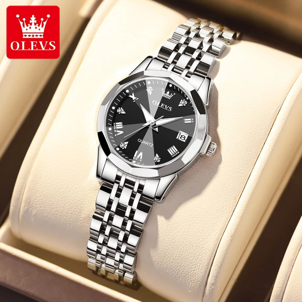 Reloj de Pulsera OLEVS 9931 para Mujer, Elegante, de Primera Marca, con Espejo en Forma de Rombo, Cuarzo Original, Diamantes, Acero Inoxidable, a la Moda, Resistente al Agua