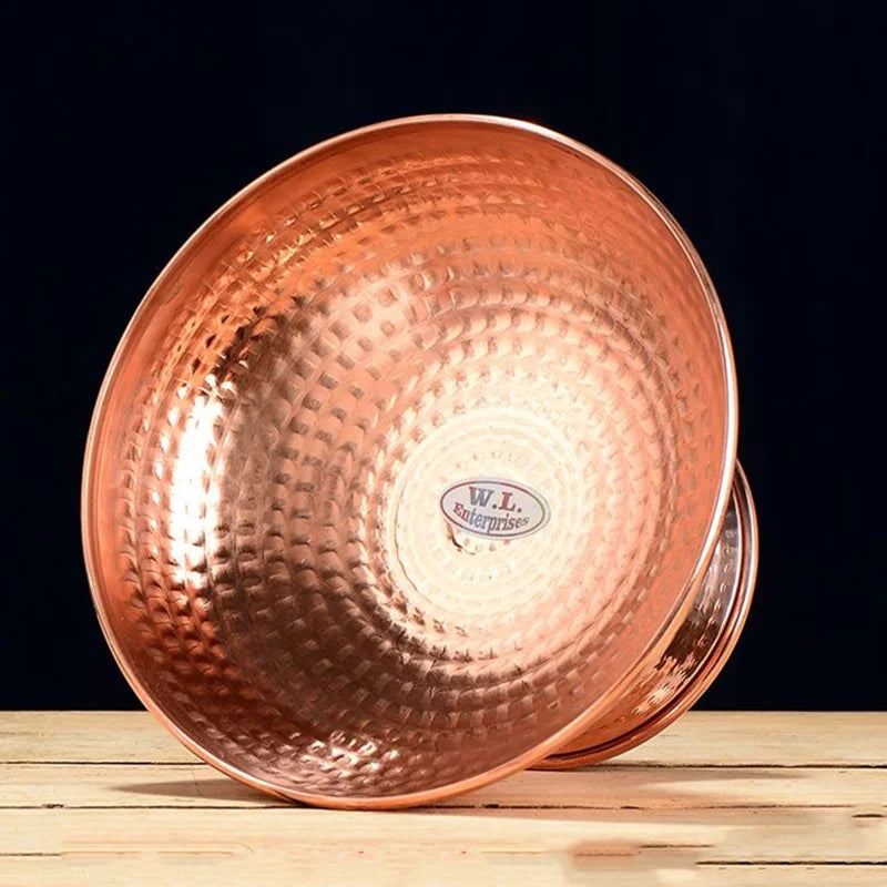 Cuenco de cobre rojo tibetano, plato para frutas, plato con grabado budista auspicioso, bandeja para Altar, decoración del hogar, 1 ud.