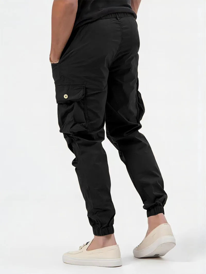Pantalones Cargo para hombre, pantalón largo, cintura alta, Simple, con cremallera, empalme, rectos, informales, bolsillos regulares, liso, Otoño Invierno 2024