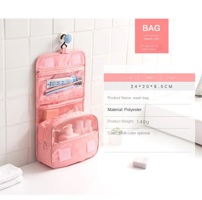 Bolsa de maquillaje de viaje, organizador de artículos de tocador impermeable, Neceser de alta calidad para mujer, bolsa de lavado con gancho para baño, bolsa de almacenamiento con gancho