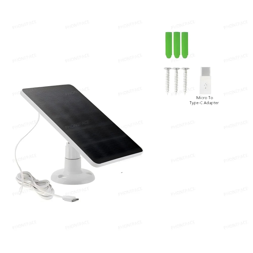 Panel Solar Cargador USB-C 4W – IP65, 5V/600mA, para Cámaras de Seguridad y Luces LED
