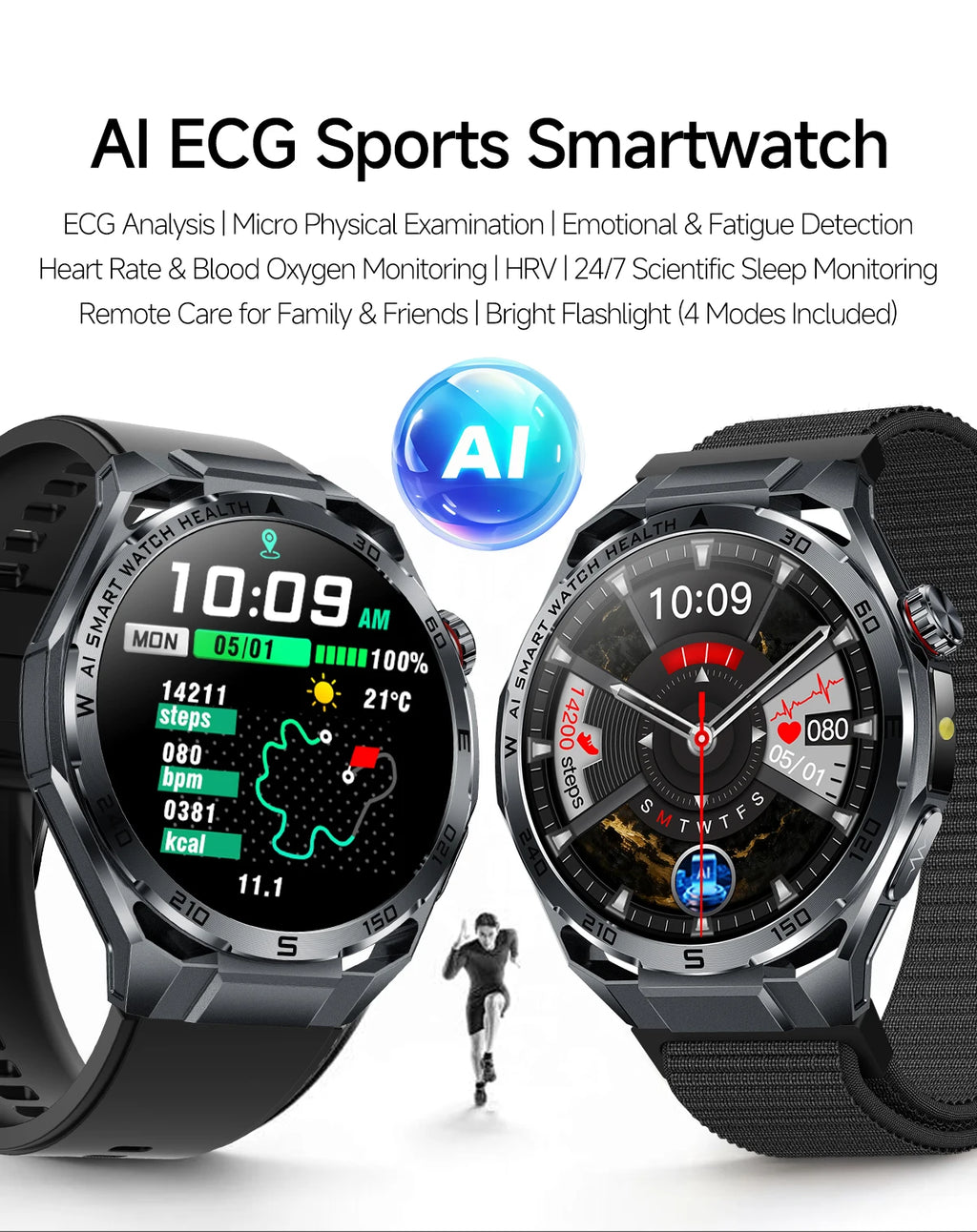 Nuevo Reloj Inteligente Médico con IA para Oxígeno en Sangre 2026, ECG Preciso, Ácido Úrico, Presión Arterial, Grasa Corporal, Fitness, Resistente al Agua