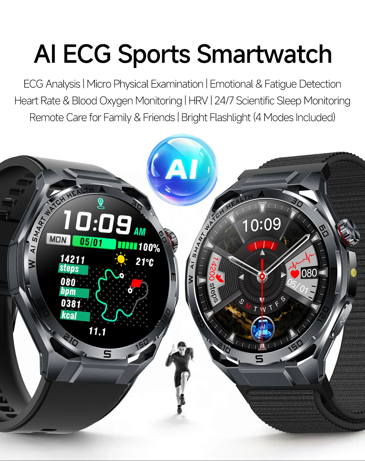 Nuevo Reloj Inteligente Médico con IA para Oxígeno en Sangre 2026, ECG Preciso, Ácido Úrico, Presión Arterial, Grasa Corporal, Fitness, Resistente al Agua