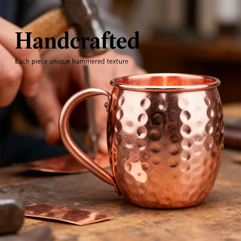 Taza Moscow Mule 100% Cobre, Tazas de Cerveza Duraderas de Cobre, Taza de Café de 350 ml, Taza de Leche, Taza de Bar de Cobre Puro, Artículos para Beber