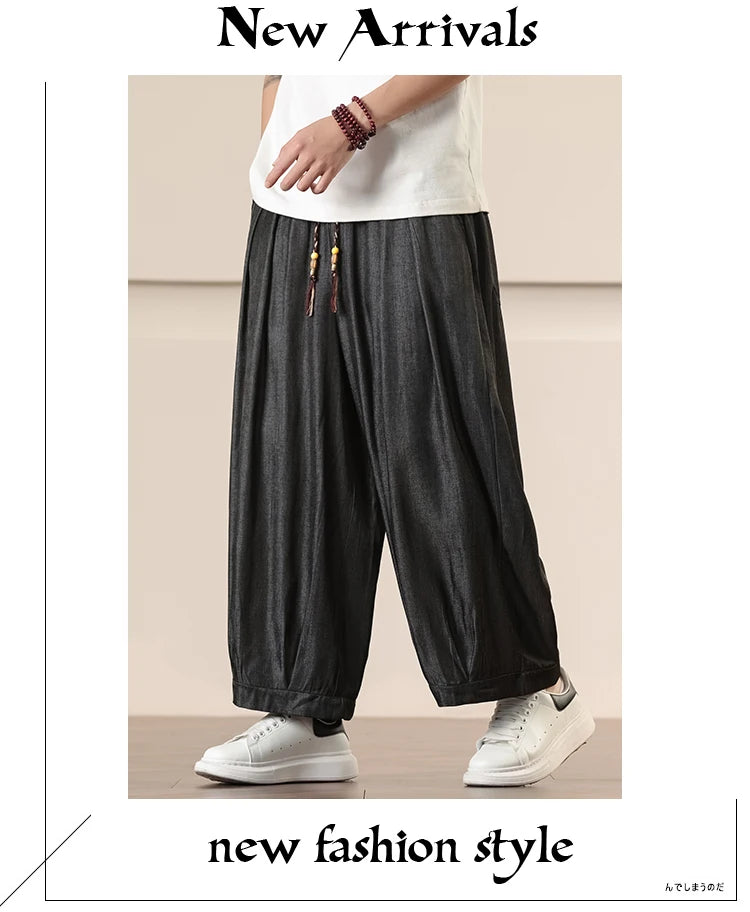 Pantalones Anchos Holgados de Hombre Estilo Chino para Primavera 2026, Pantalones Harem Casuales de Nueve Puntos para Hombre, Joggers Hip Hop de Otoño