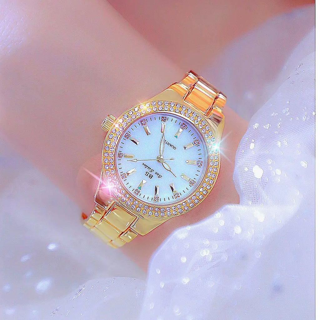 Reloj BS para mujer Beimu Face clásico ligero marca de lujo temperamento pulsera de Metal resistente al agua relojes de cuarzo de moda para mujer