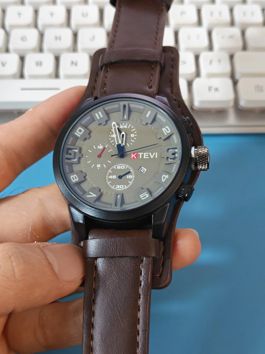 Reloj de Cuarzo para Hombre con Esfera Árabe, Correa de Cuero Informal, Relojes Deportivos con Calendario para Hombre