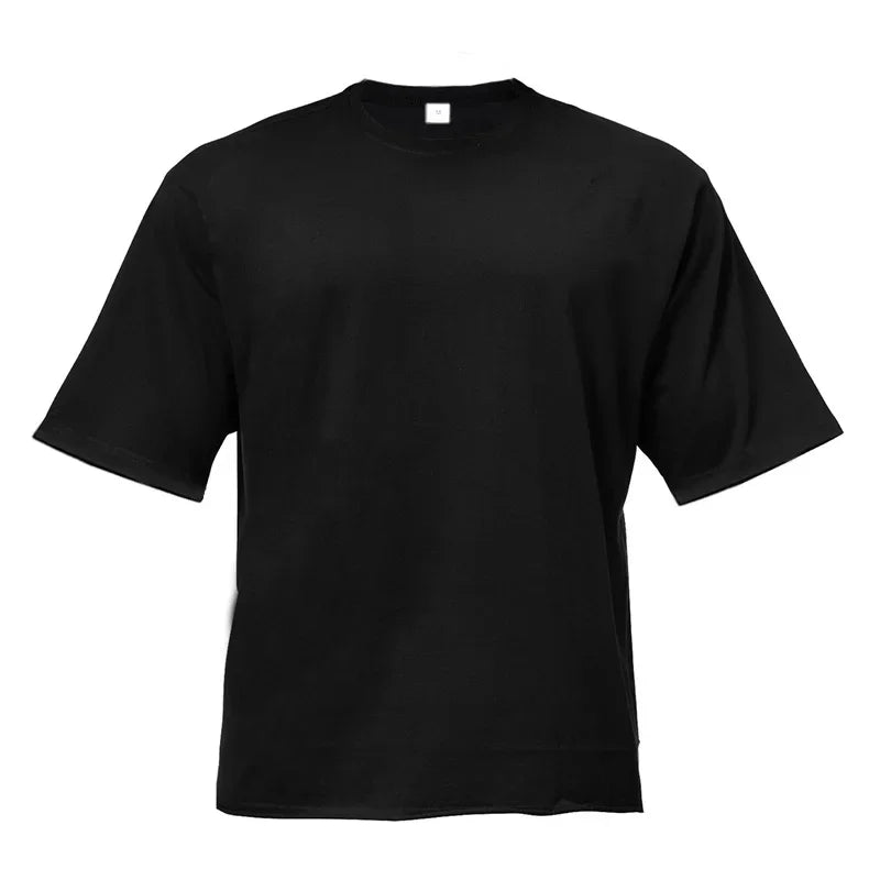 Men's Loose Cotton T-Shirt, Drop Shoulder Short Sleeve Shirt for Fitness, Gym, Bodybuilding, Summer Sports Tops