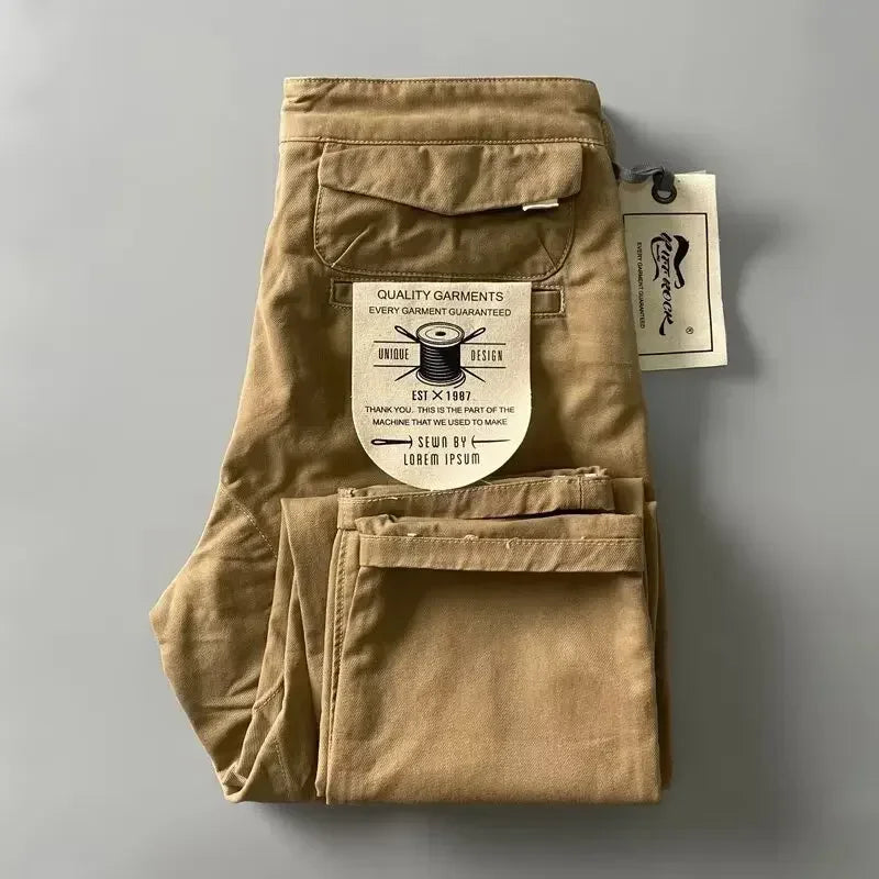 Pantalones Cargo resistentes de algodón puro de estilo americano para hombres, calzado informal de pierna recta holgada antisuciedad y antidesgaste