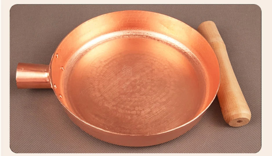 Sartén de cobre de transferencia de calor rápida, sartén antiadherente gruesa de 2mm, Compatible con inducción, olla de cocina de cobre puro 100% forjada a mano