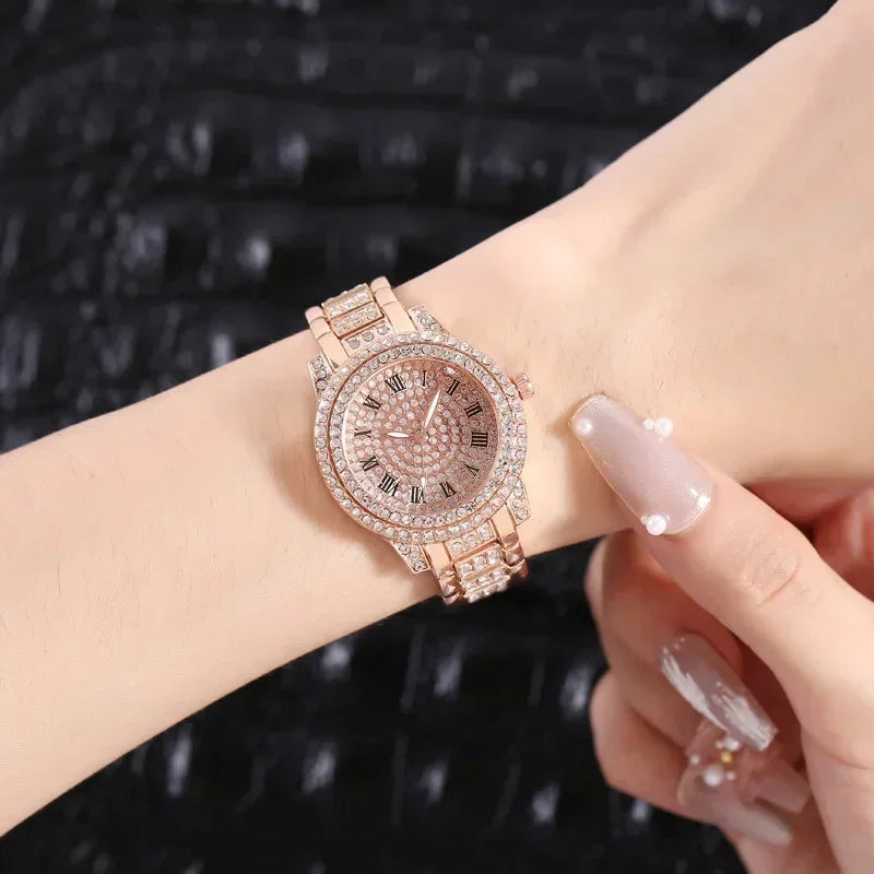 Reloj de Moda para Hombre y Mujer con Brillantes, Reloj de Cuarzo con Números Estilo Hip Hop, Reloj de Pulsera Elegante con Diamantes Completos, Regalo para Amigos y Parejas
