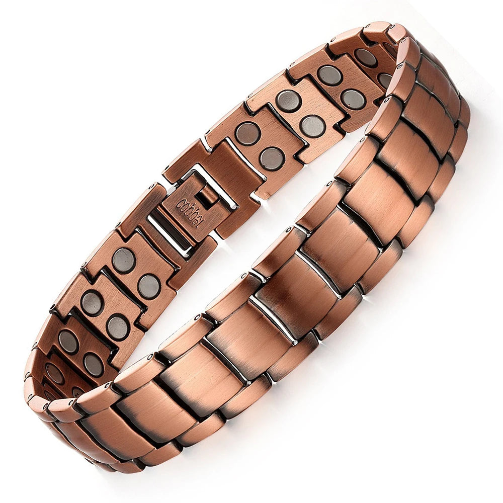 Pulsera de cobre magnética completa en forma de cruz de estilo Retro de moda, pulsera de piedra magnética de fantasma oscuro, joyería de Halloween/Navidad
