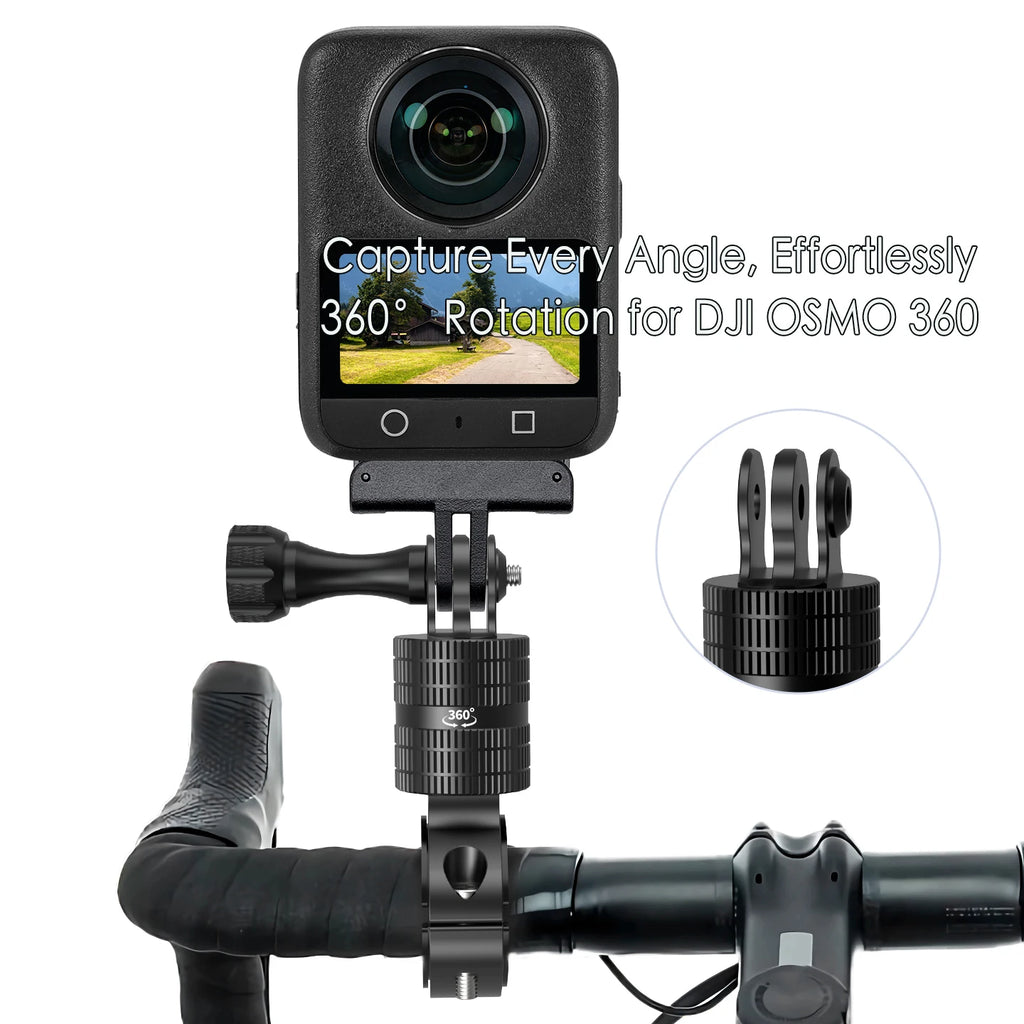 Soporte de Cámara para Manubrio de Bicicleta 360° – Magnético, Aluminio, para DJI OSMO y GoPro