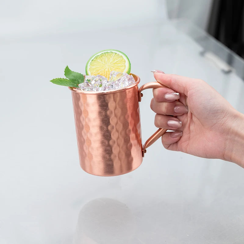 Nuevas tazas 100% cobre puro, tazas Moscow Mule de cobre puro sólido, tazas de cóctel de 400 ml, tazas para cerveza, leche y otras bebidas.