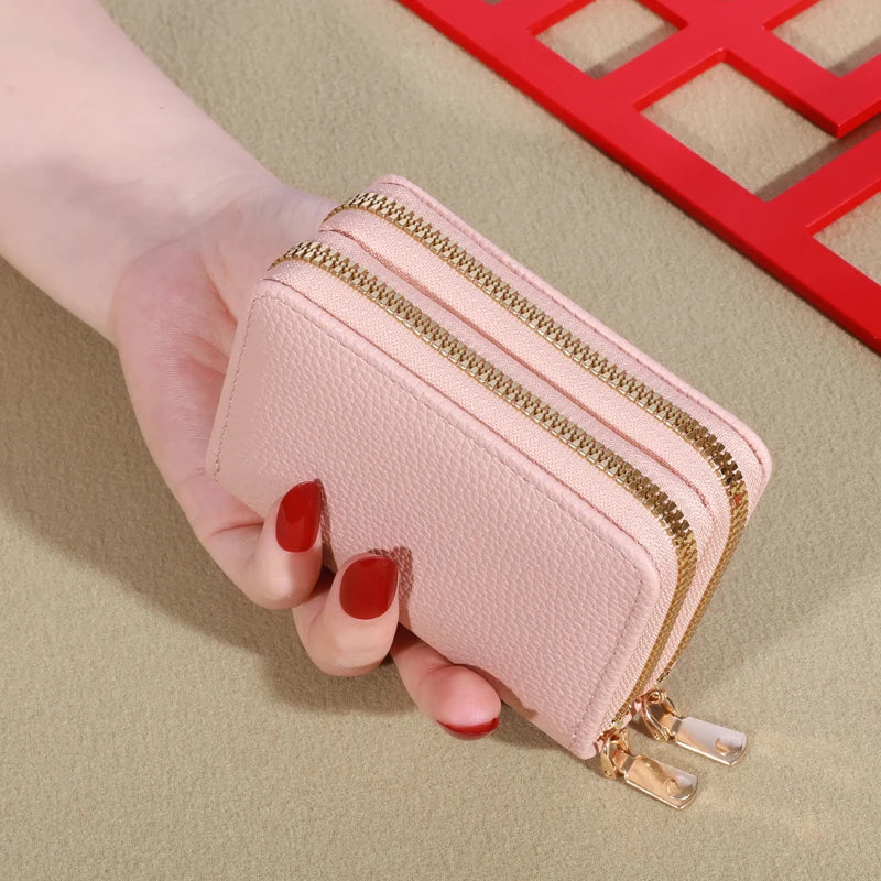 Cartera corta con cierre transparente para mujer Patrón de lichi Monaiea-cartera con múltiples ranuras para tarjetas, gran capacidad, a la moda
