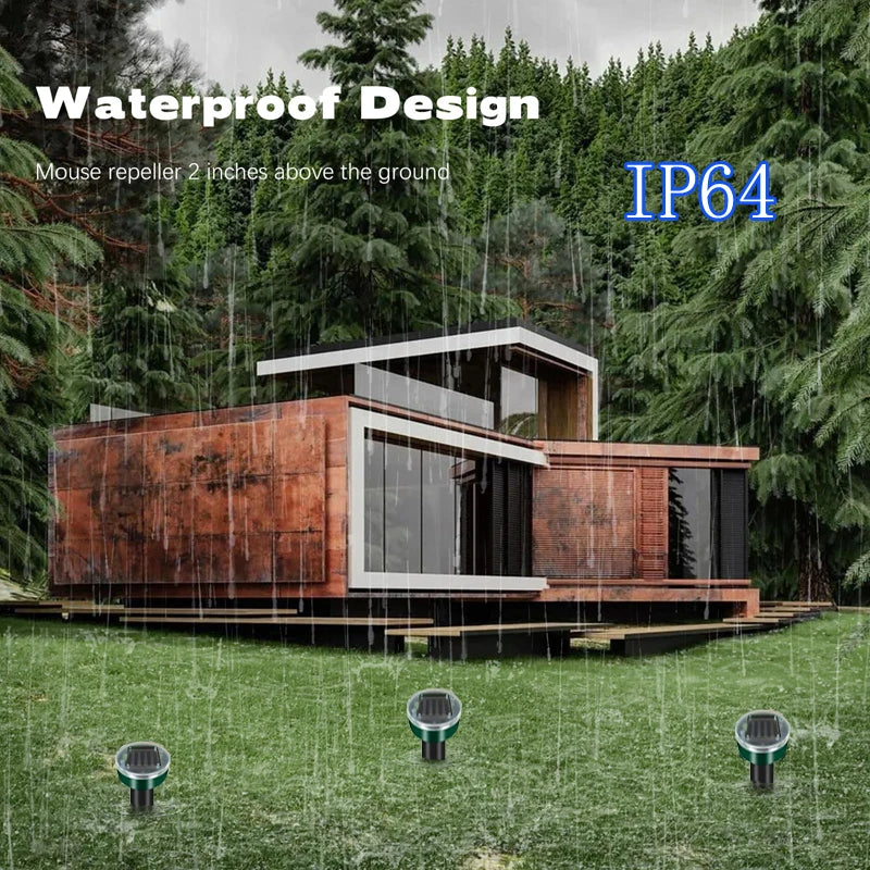 Ahuyentador Solar Ultrasónico de Roedores y Topos – IP44, LED, Pack x4