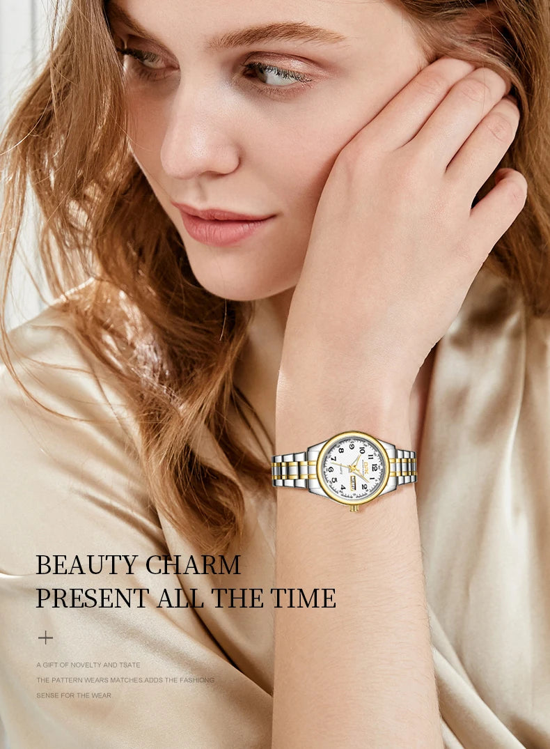 Reloj OPK 8110 para Mujer, Reloj de cuarzo resistente al agua, Reloj clásico de marca de lujo para Mujer, relojes con correa de acero inoxidable, Reloj para Mujer