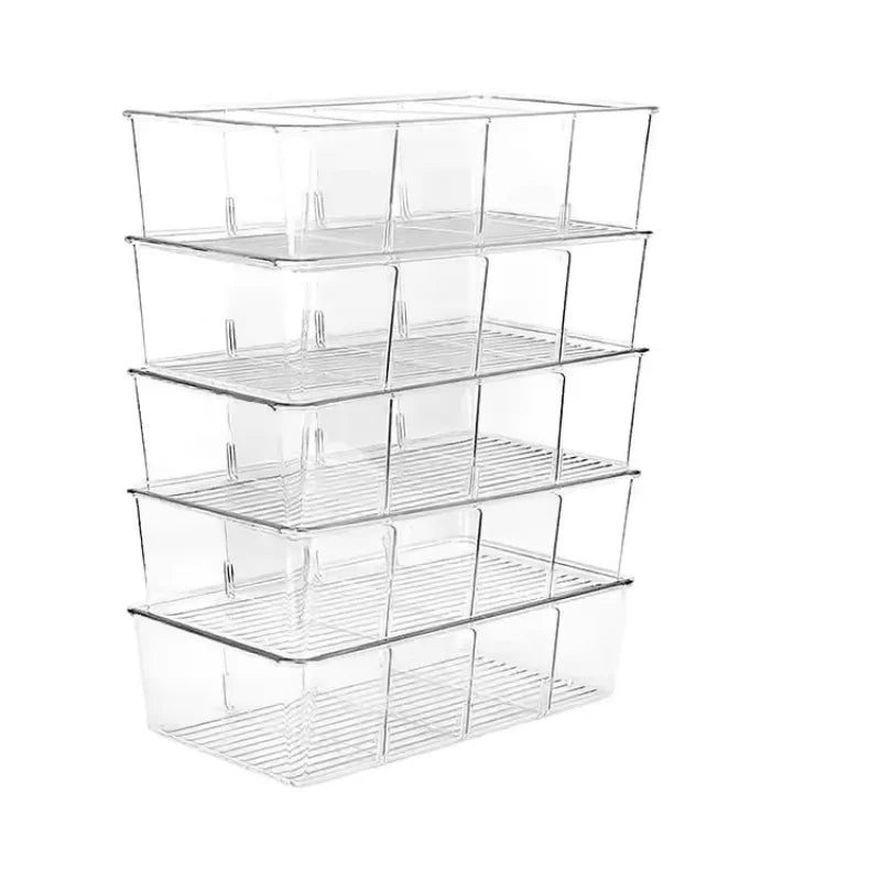 Clear Fridge Organizer Bin with Divider