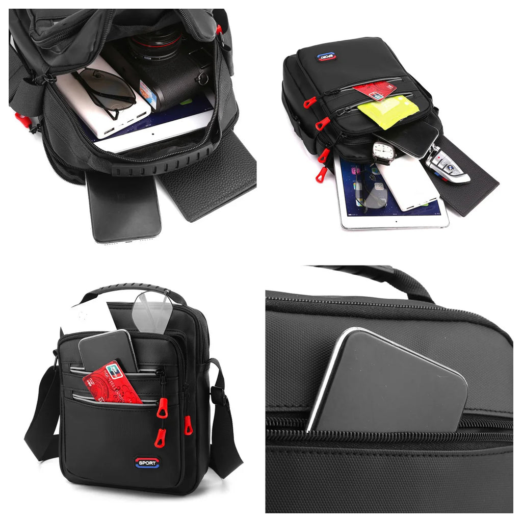 Bolso de hombro minimalista y elegante para hombre, bandolera con múltiples compartimentos de gran capacidad, bolso de hombro duradero para ir al trabajo