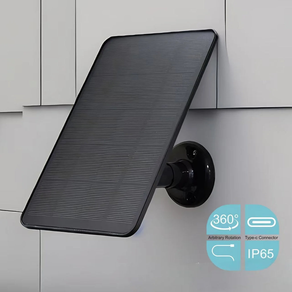 Panel Solar Cargador USB-C 4W IP65 para Cámaras de Seguridad y Luces LED | Clikymport