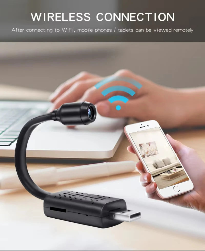 Mini Cámara de Seguridad WiFi 1080P – Visión Nocturna, Detección de Movimiento, Grabación en Bucle
