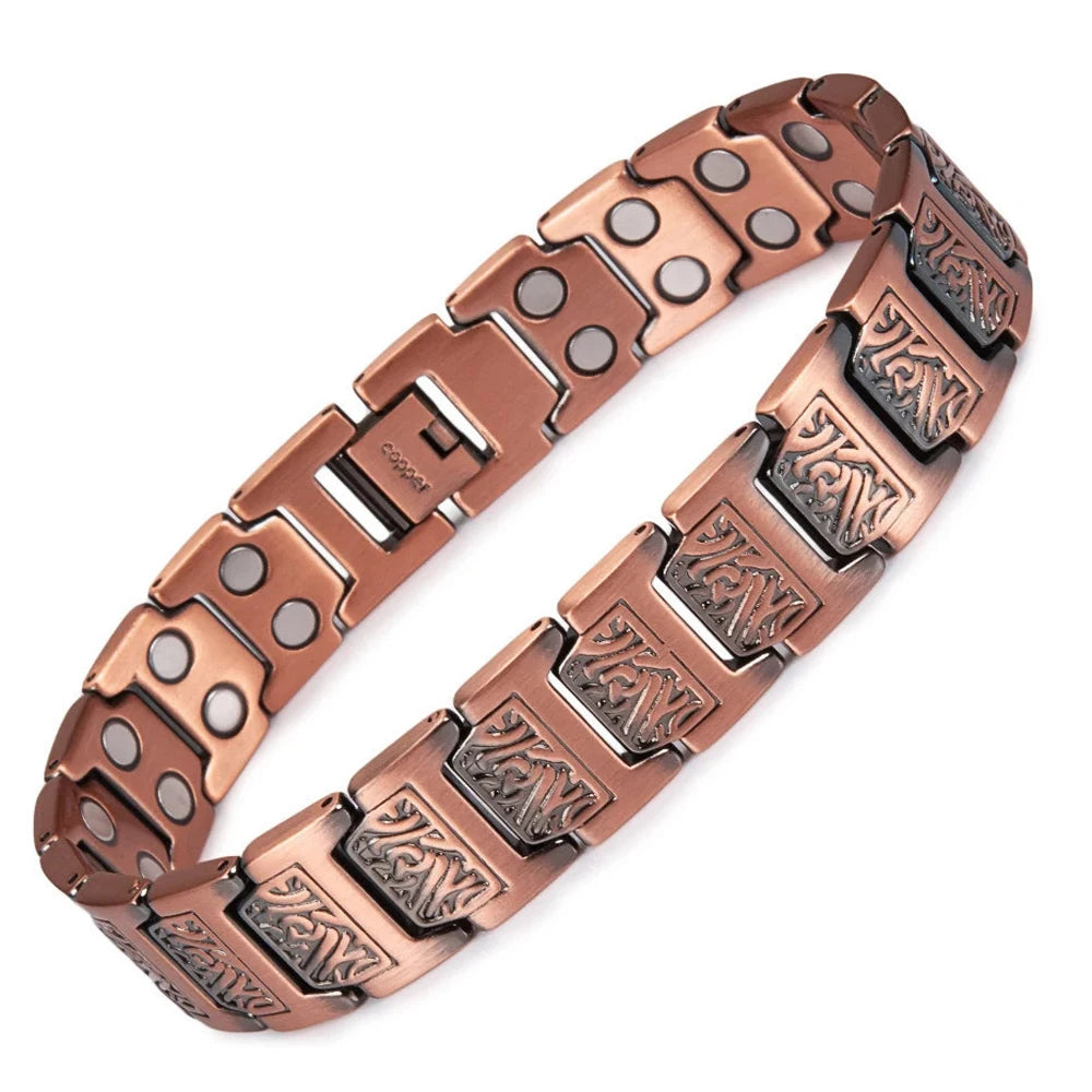 Pulsera de cobre magnética completa en forma de cruz de estilo Retro de moda, pulsera de piedra magnética de fantasma oscuro, joyería de Halloween/Navidad