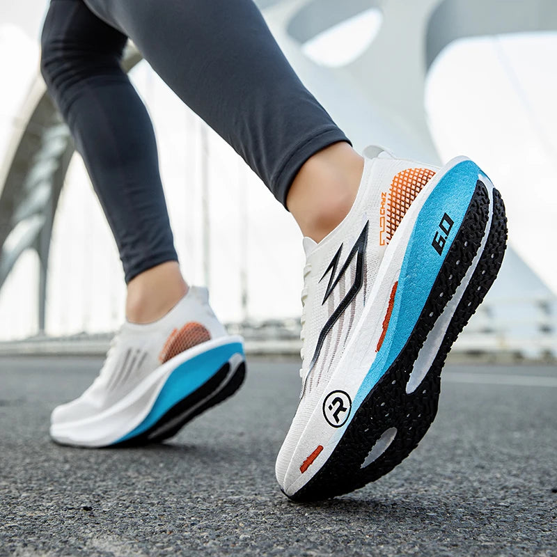 Zapatillas para correr para hombre, zapatillas deportivas para maratón con placa de carbono, transpirables, ligeras, cómodas, antideslizantes, deportivas especiales para mujer