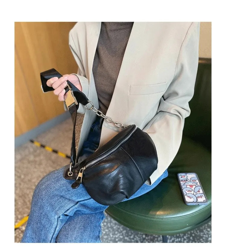 Bolso de pecho femenino, bolsos cruzados con cadena para mujer, nuevos bolsos de hombro, riñonera pequeña de cuero PU para mujer, cartera para teléfono