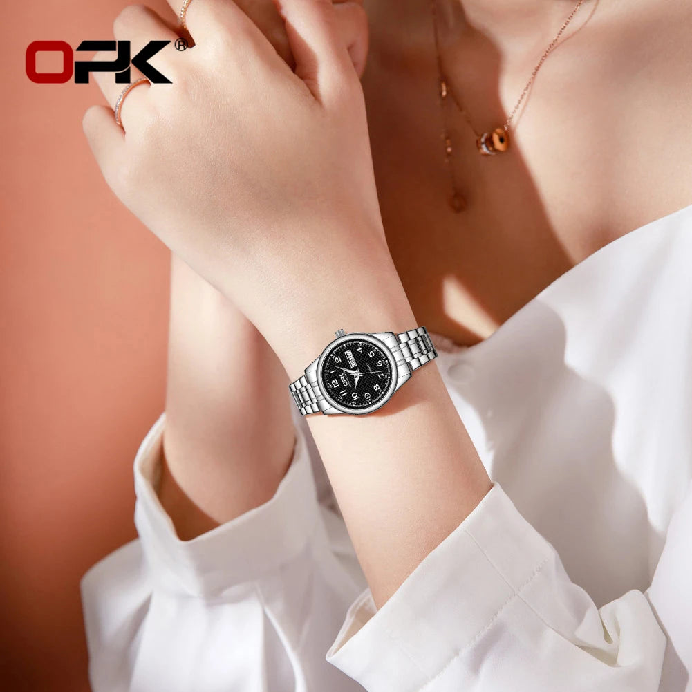 Reloj OPK 8110 para Mujer, Reloj de cuarzo resistente al agua, Reloj clásico de marca de lujo para Mujer, relojes con correa de acero inoxidable, Reloj para Mujer